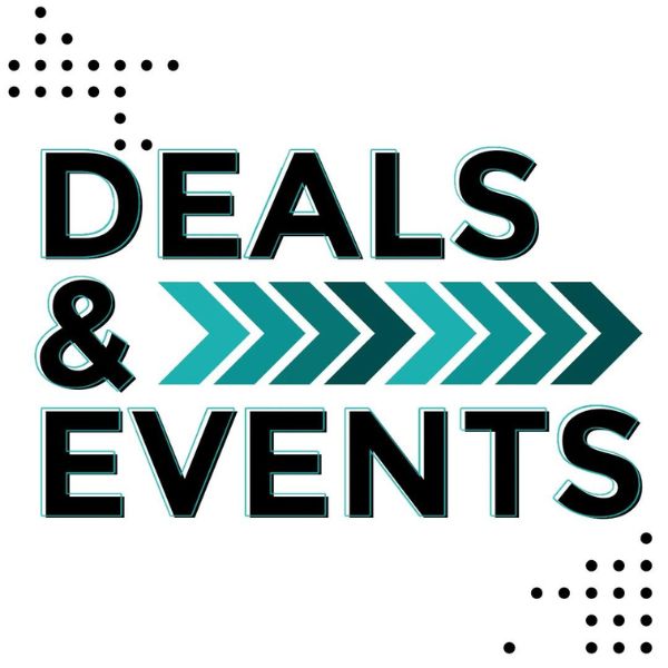 Square with copy that reads Deals & Events